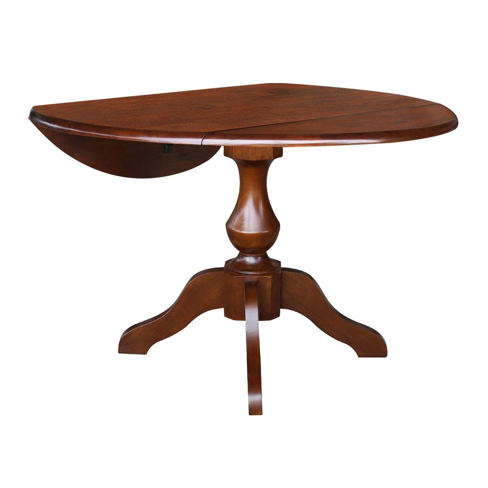 42" Round Dual Drop Leaf Pedestal Table - 29.5"H, Espresso, Espresso. Picture 19