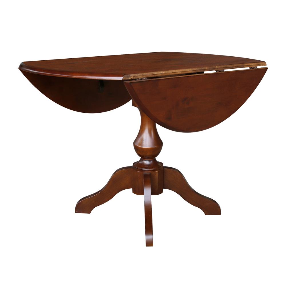 42" Round Dual Drop Leaf Pedestal Table - 29.5"H, Espresso, Espresso. Picture 20