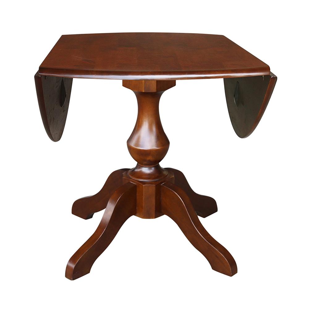 42" Round Dual Drop Leaf Pedestal Table - 29.5"H, Espresso, Espresso. Picture 22