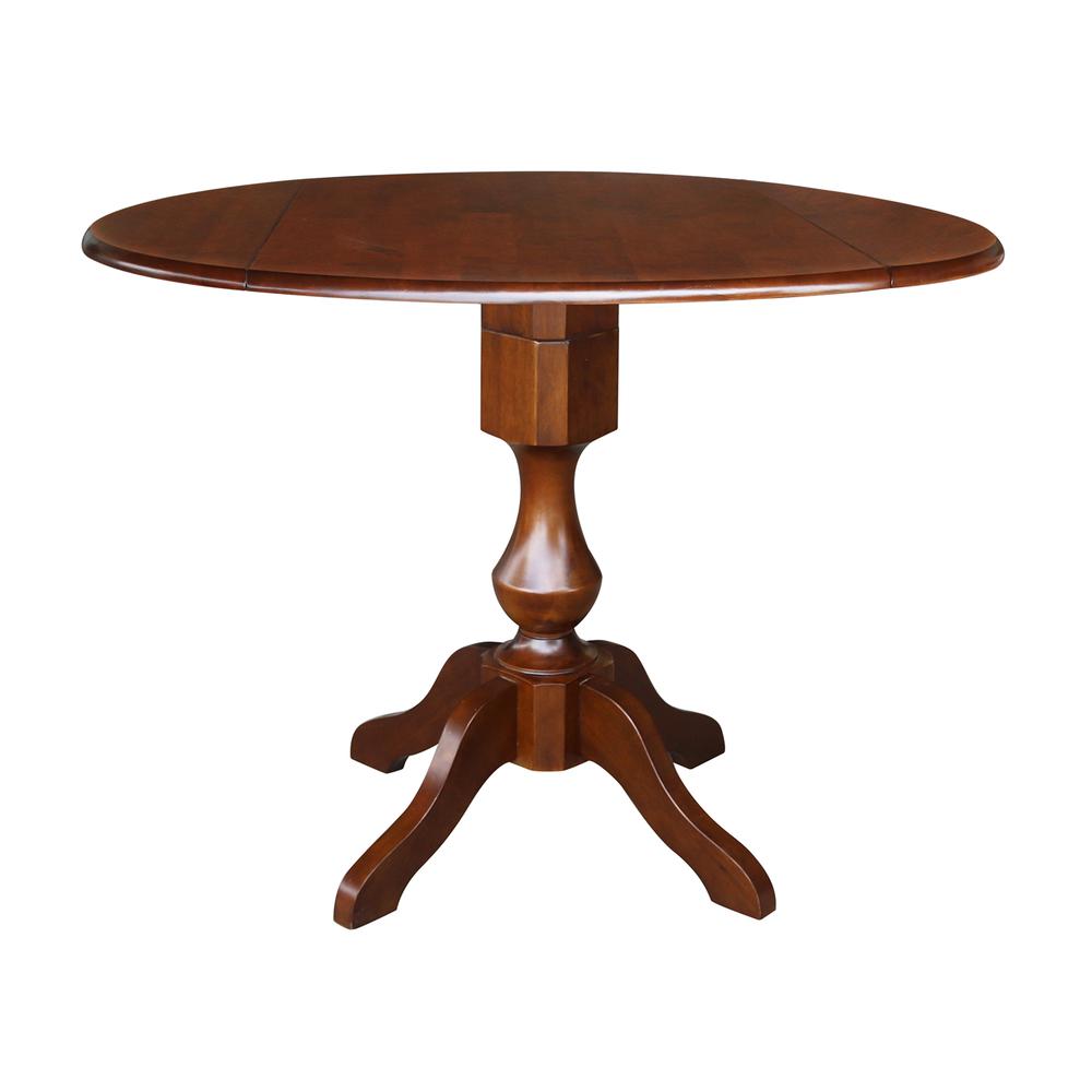 42" Round Dual Drop Leaf Pedestal Table - 29.5"H, Espresso, Espresso. Picture 25