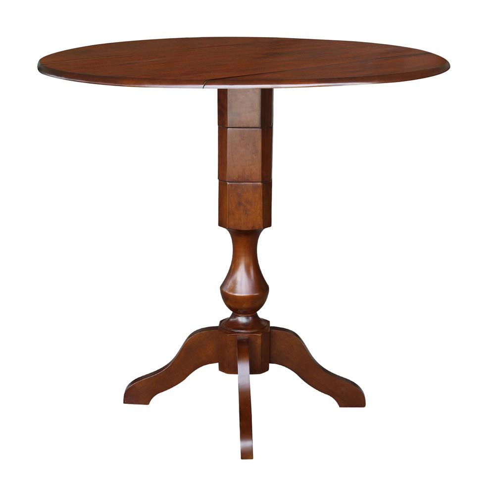 42" Round Dual Drop Leaf Pedestal Table - 42.3"H, Espresso, Espresso. Picture 5