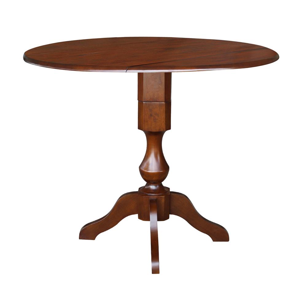 42" Round Dual Drop Leaf Pedestal Table - 29.5"H, Espresso, Espresso. Picture 35