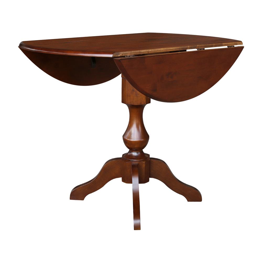 42" Round Dual Drop Leaf Pedestal Table - 29.5"H, Espresso, Espresso. Picture 34