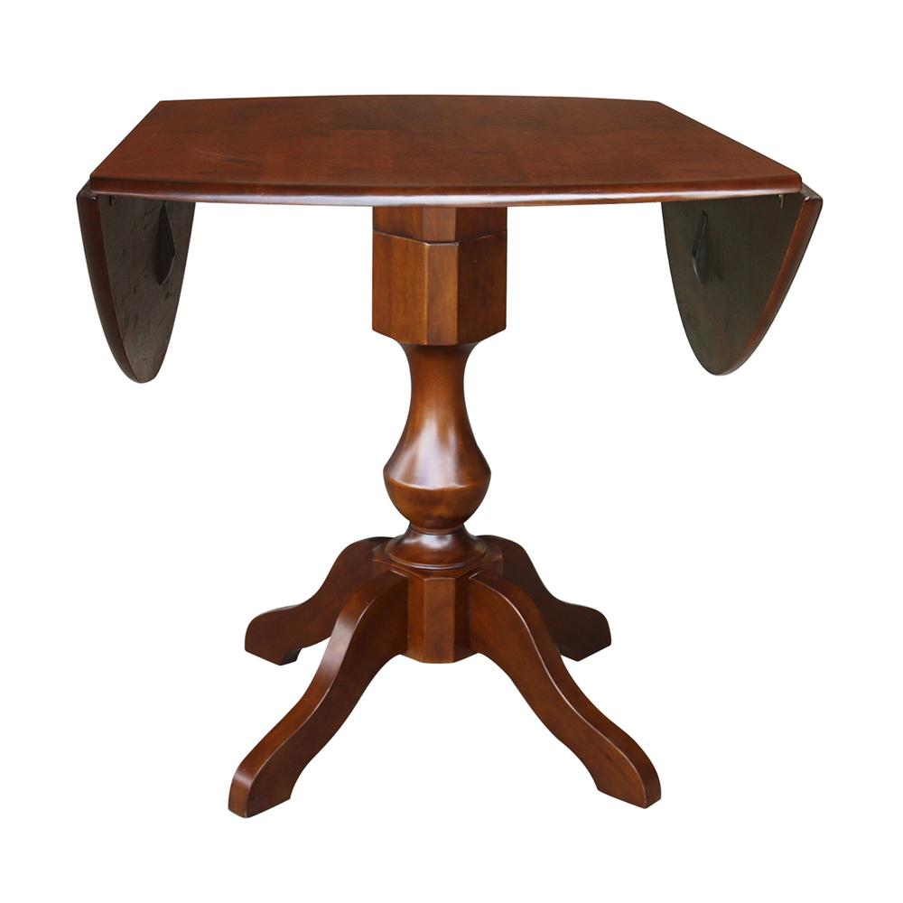 42" Round Dual Drop Leaf Pedestal Table - 29.5"H, Espresso, Espresso. Picture 37