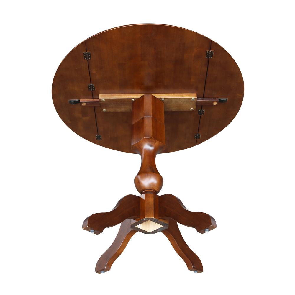 42" Round Dual Drop Leaf Pedestal Table - 29.5"H, Espresso, Espresso. Picture 39