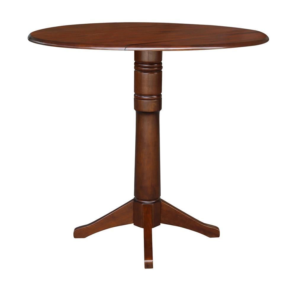 42" Round Dual Drop Leaf Pedestal Table - 36.3"H, Espresso, Espresso. Picture 12