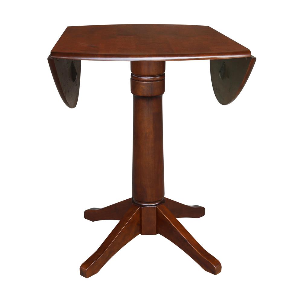 42" Round Dual Drop Leaf Pedestal Table - 36.3"H, Espresso, Espresso. Picture 6