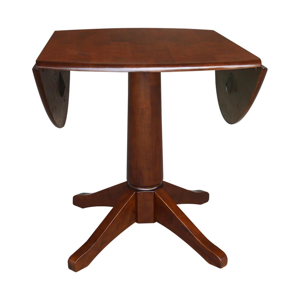 42" Round Dual Drop Leaf Pedestal Table - 29.5"H, Espresso, Espresso. Picture 63