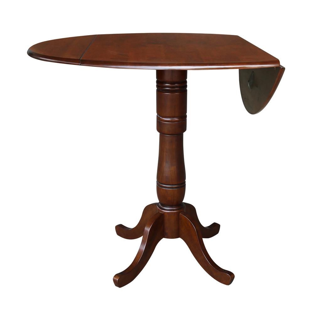 42" Round Dual Drop Leaf Pedestal Table - 35.5"H, Espresso, Espresso. Picture 9