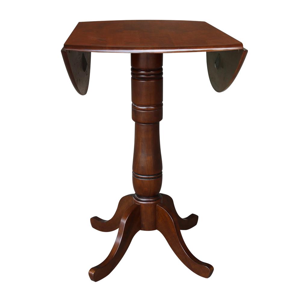 42" Round Dual Drop Leaf Pedestal Table - 35.5"H, Espresso, Espresso. Picture 13