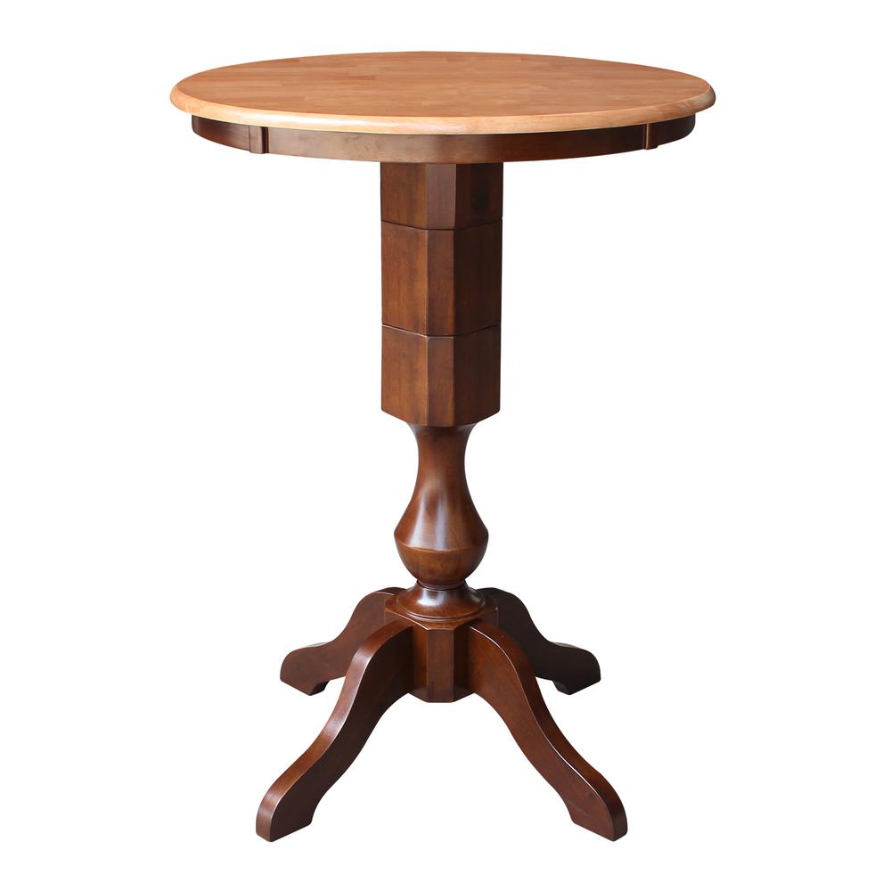 30" Round Top Pedestal Table - 34.9"H, Cinnamon/Espresso. Picture 7
