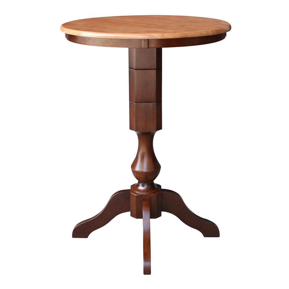 30" Round Top Pedestal Table - 34.9"H, Cinnamon/Espresso. Picture 5
