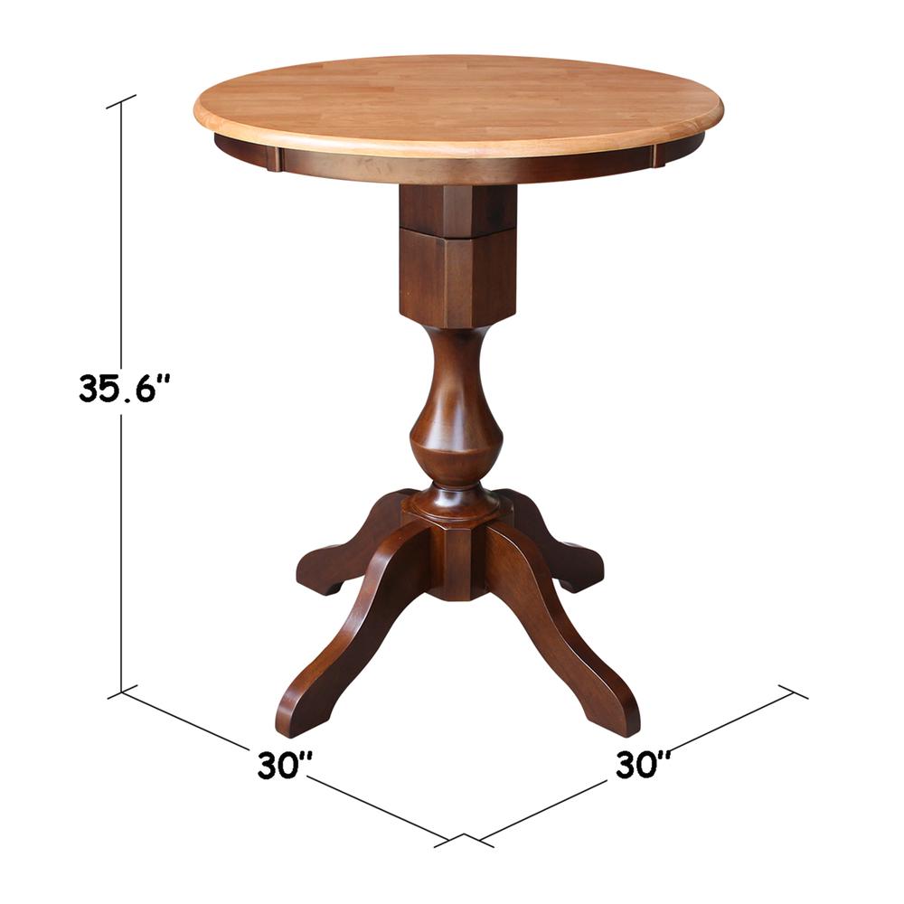 30" Round Top Pedestal Table - 34.9"H, Cinnamon/Espresso. Picture 1