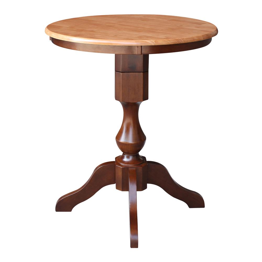 30" Round Top Pedestal Table - 34.9"H, Cinnamon/Espresso. Picture 2