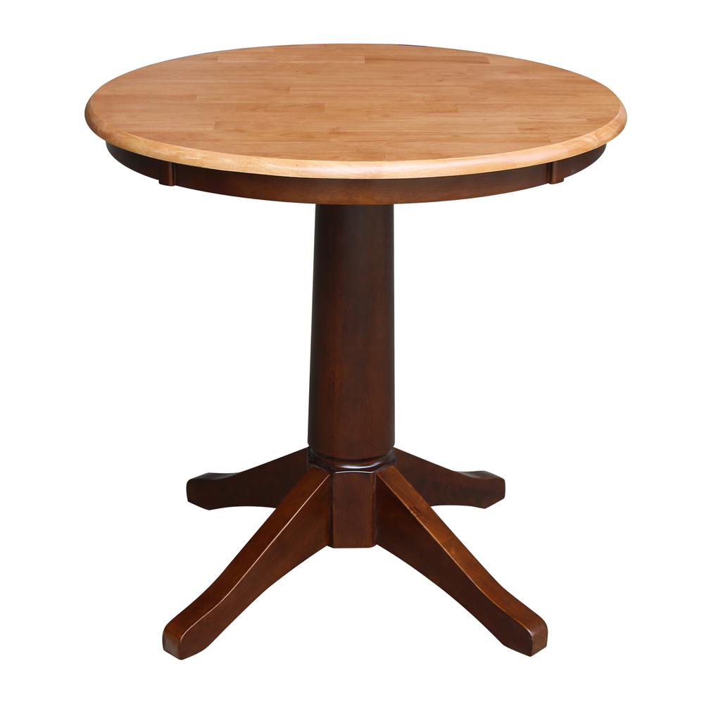 30" Round Top Pedestal Table - 28.9"H, Cinnamon/Espresso. Picture 15