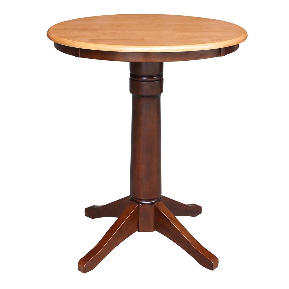 30" Round Top Pedestal Table - 28.9"H, Cinnamon/Espresso. Picture 11