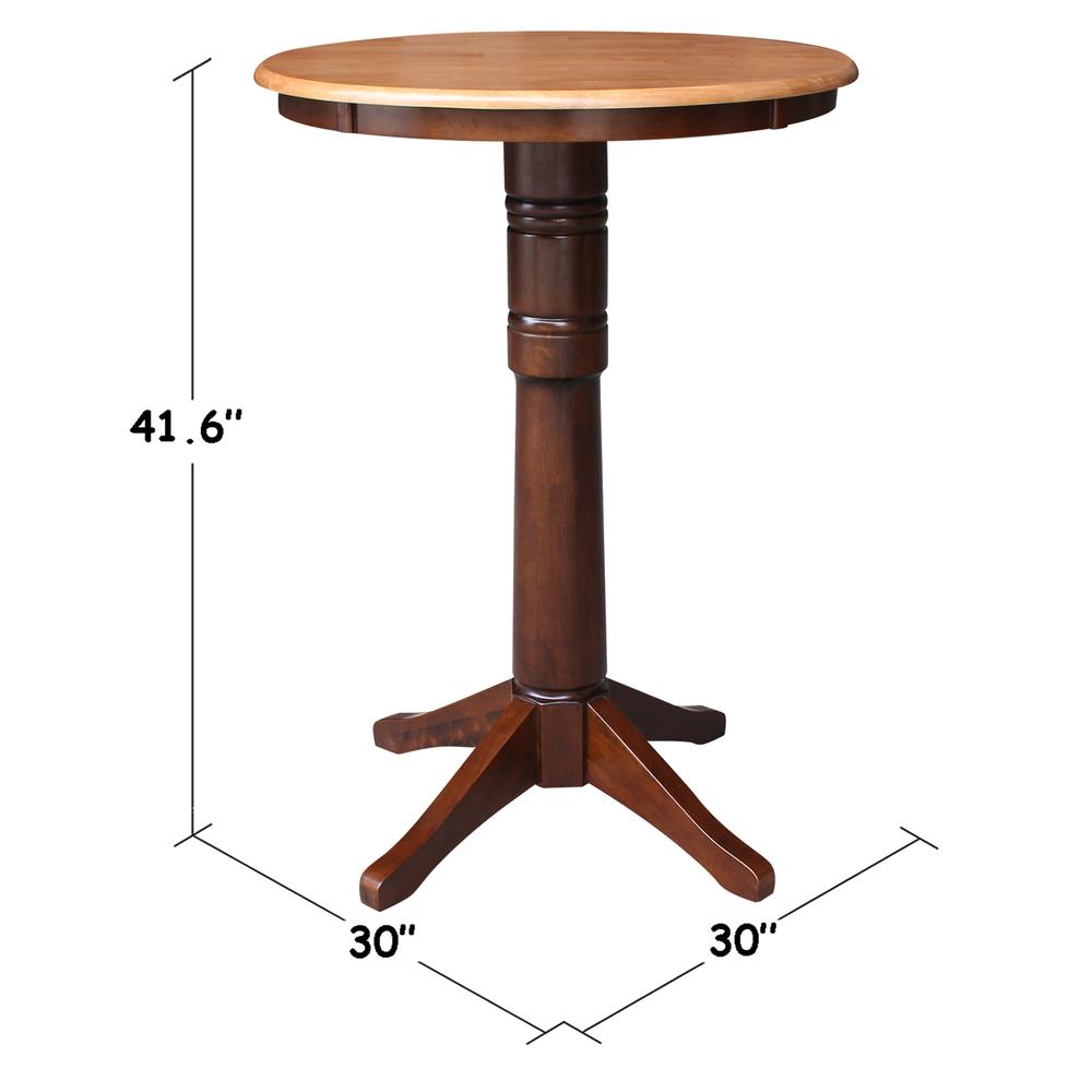 30" Round Top Pedestal Table - 28.9"H, Cinnamon/Espresso. Picture 7