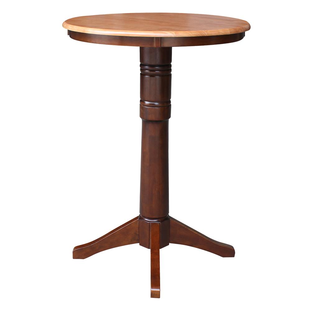 30" Round Top Pedestal Table - 28.9"H, Cinnamon/Espresso. Picture 8