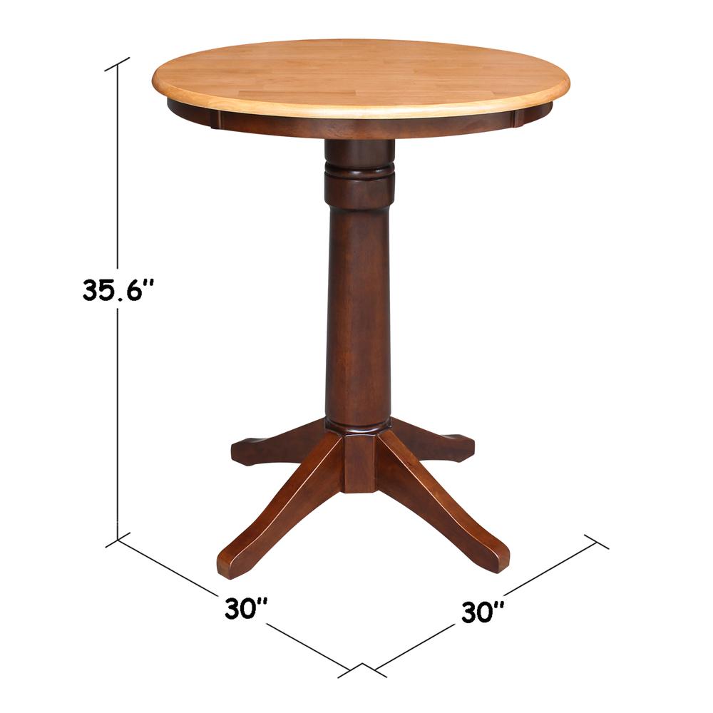 30" Round Top Pedestal Table - 28.9"H, Cinnamon/Espresso. Picture 4
