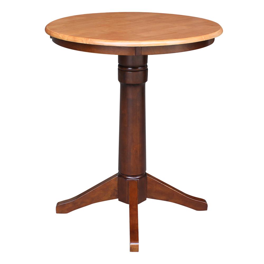 30" Round Top Pedestal Table - 28.9"H, Cinnamon/Espresso. Picture 5