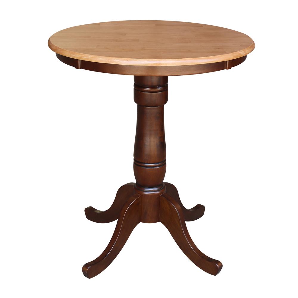 30" Round Top Pedestal Table - 34.9"H, Cinnamon/Espresso. Picture 9