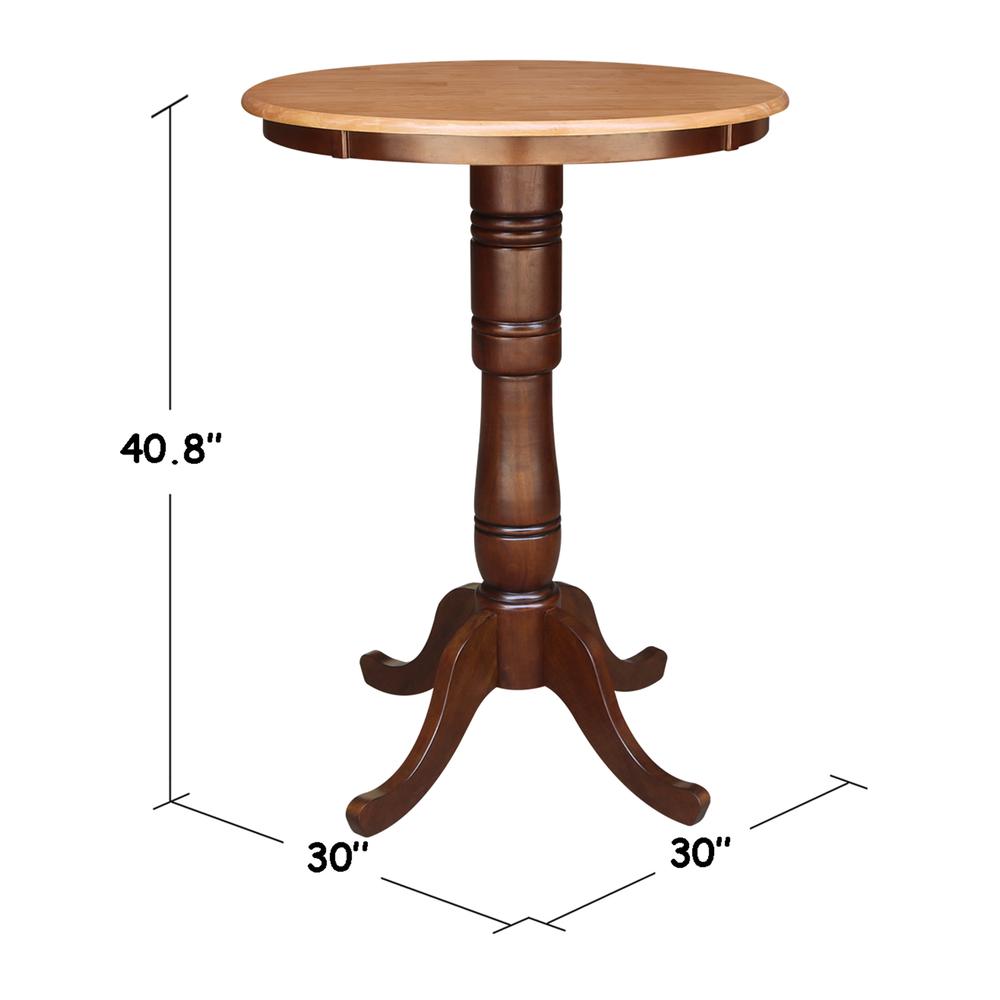 30" Round Top Pedestal Table - 34.9"H, Cinnamon/Espresso. Picture 4