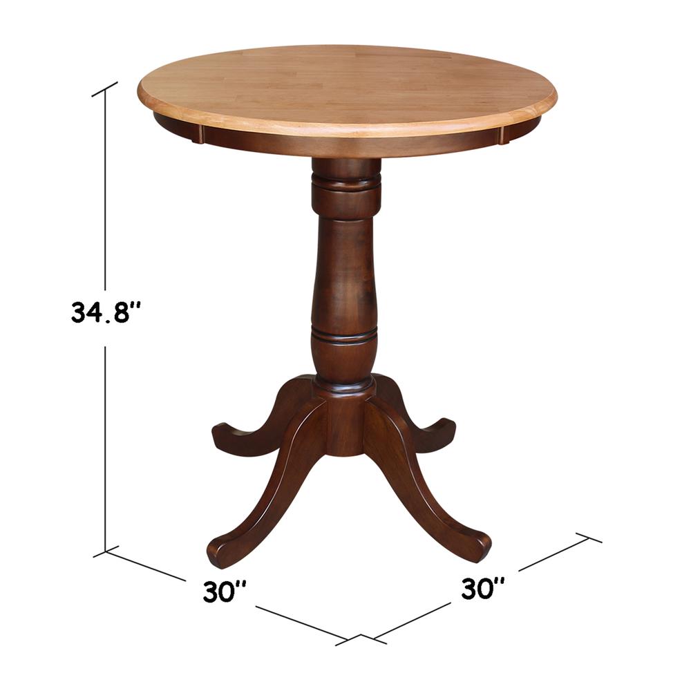 30" Round Top Pedestal Table - 34.9"H, Cinnamon/Espresso. Picture 1