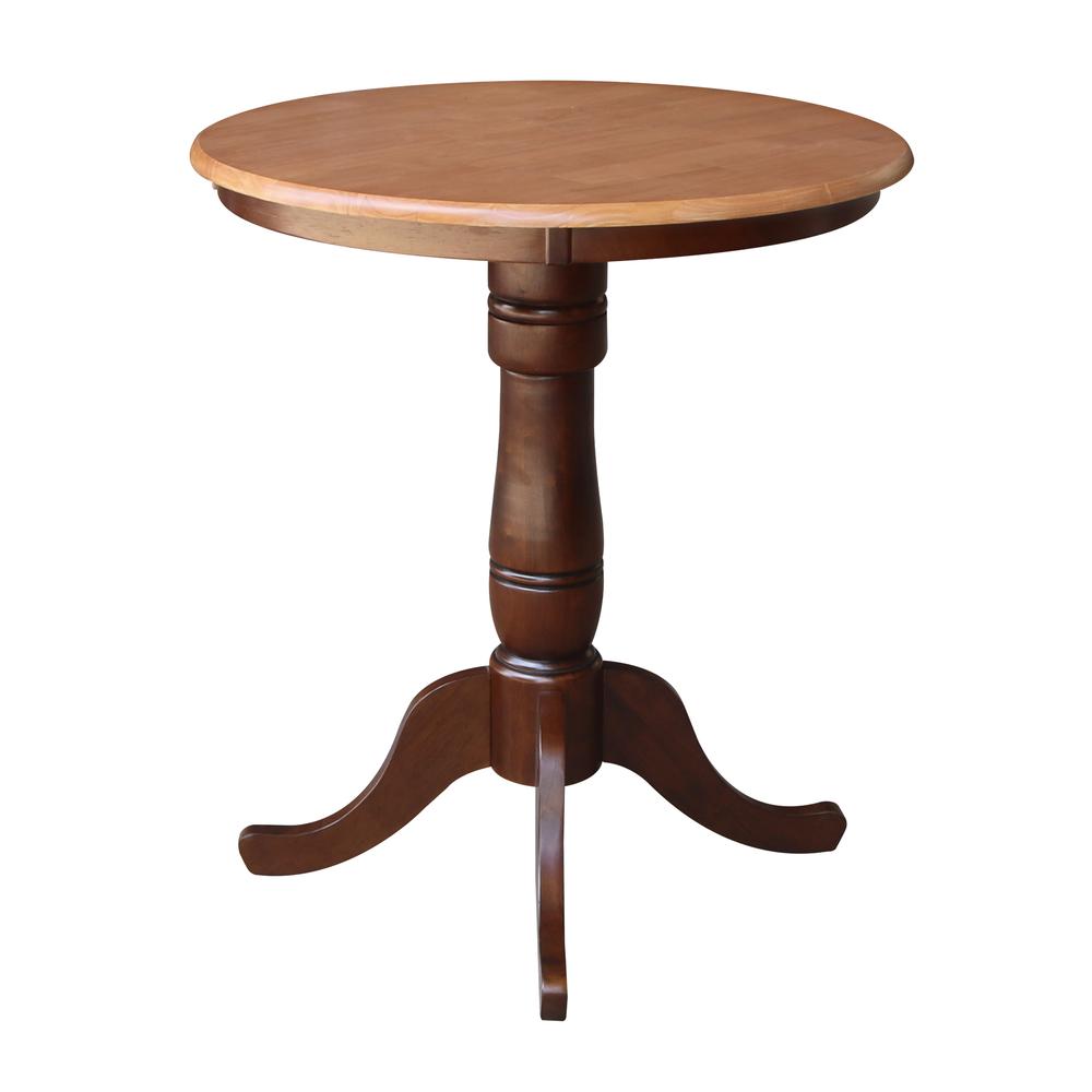 30" Round Top Pedestal Table - 34.9"H, Cinnamon/Espresso. Picture 2