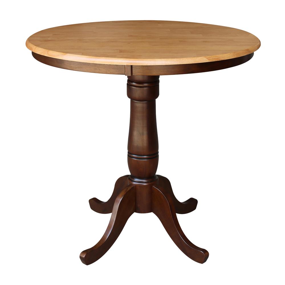 36" Round Top Pedestal Table - 34.9"H, Cinnamon/Espresso. Picture 9