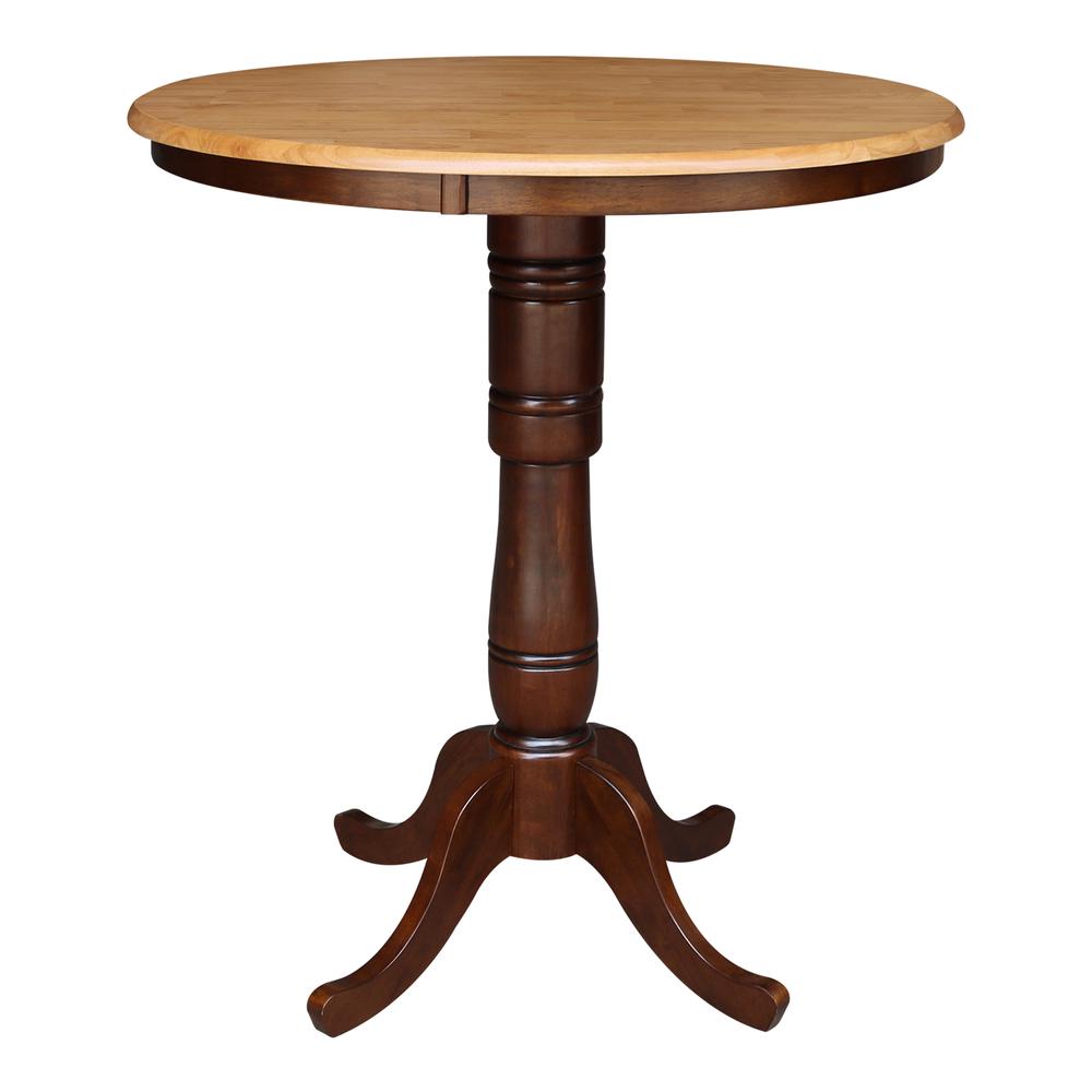 36" Round Top Pedestal Table - 34.9"H, Cinnamon/Espresso. Picture 7