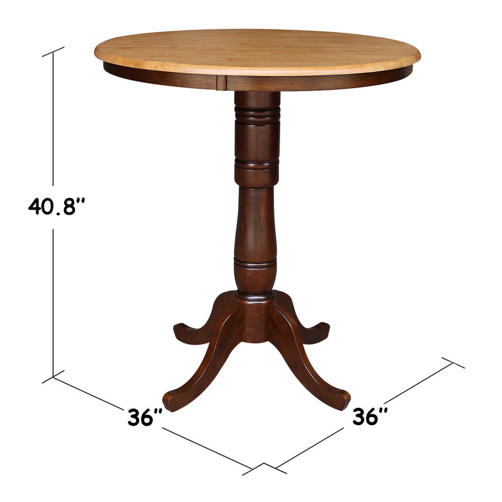 36" Round Top Pedestal Table - 34.9"H, Cinnamon/Espresso. Picture 4
