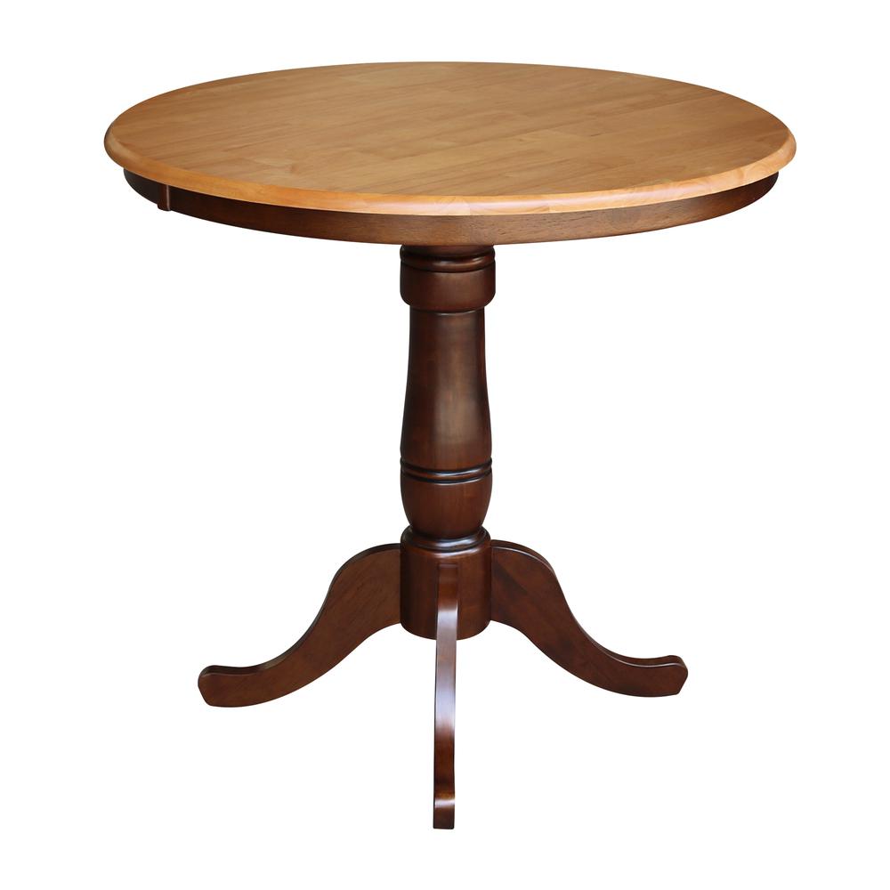 36" Round Top Pedestal Table - 34.9"H, Cinnamon/Espresso. Picture 2