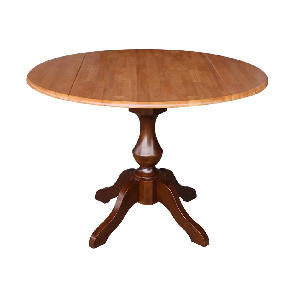 42" Round Dual Drop Leaf Pedestal Table - 29.5"h, Cinnamon/Espresso. Picture 20