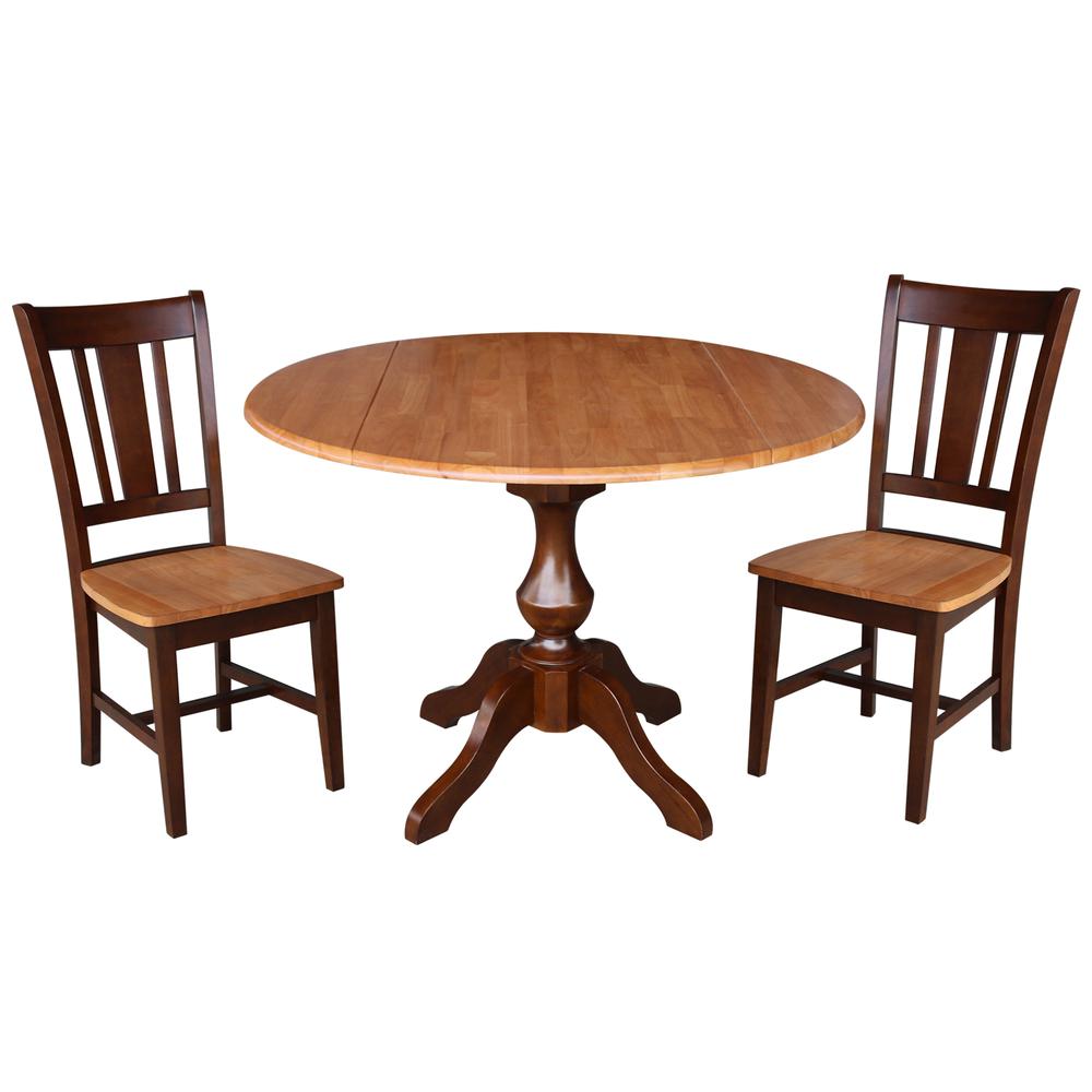 42" Round Dual Drop Leaf Pedestal Table - 29.5"h, Cinnamon/Espresso. Picture 19