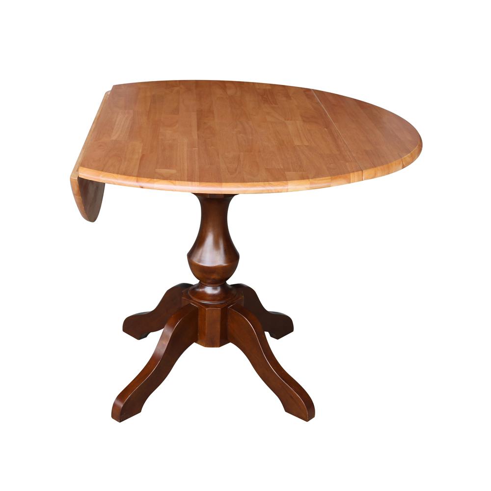 42" Round Dual Drop Leaf Pedestal Table - 29.5"h, Cinnamon/Espresso. Picture 10