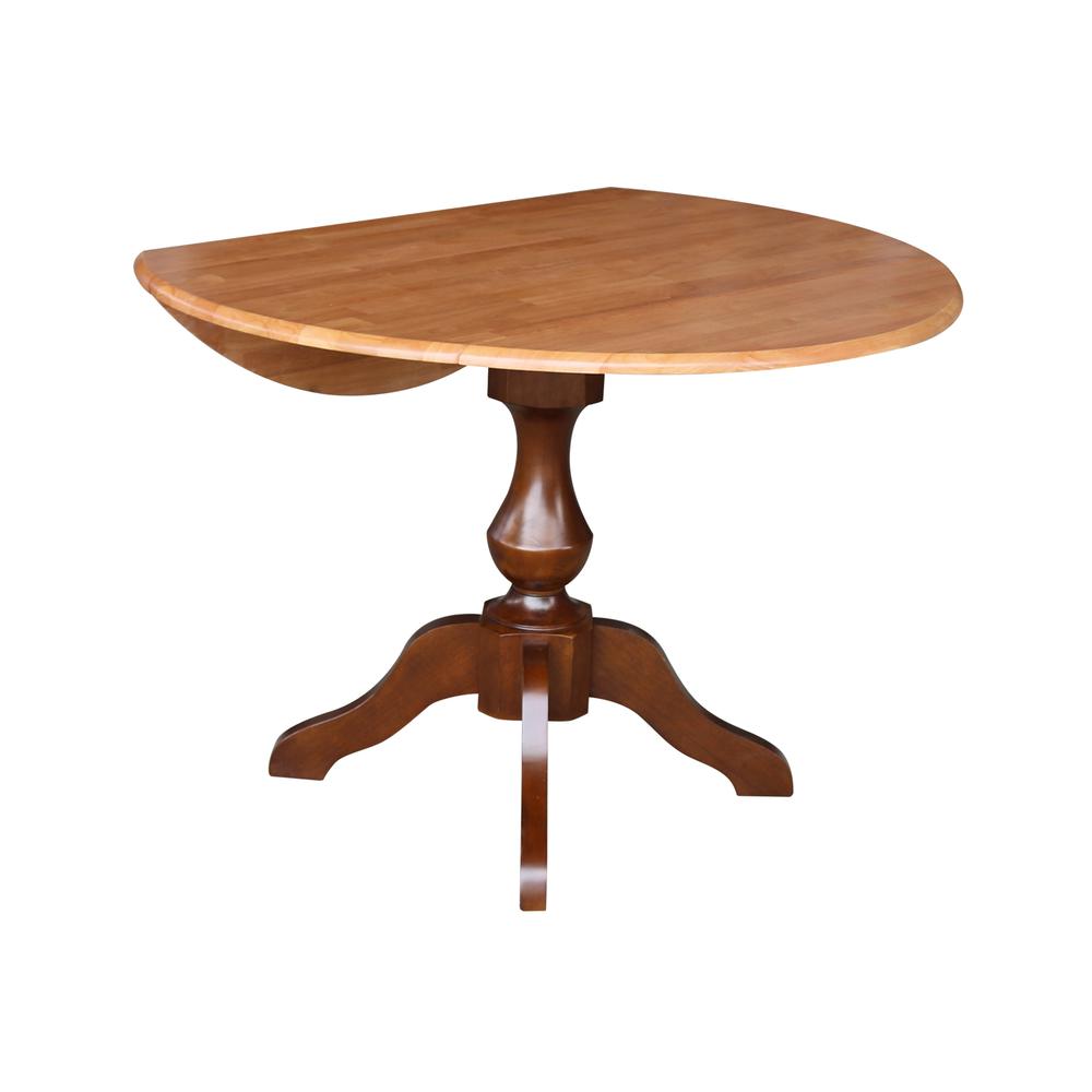 42" Round Dual Drop Leaf Pedestal Table - 29.5"h, Cinnamon/Espresso. Picture 11