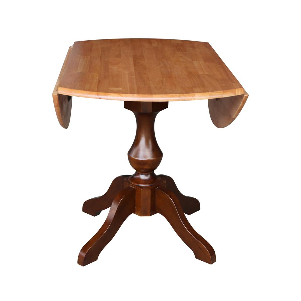 42" Round Dual Drop Leaf Pedestal Table - 29.5"h, Cinnamon/Espresso. Picture 14