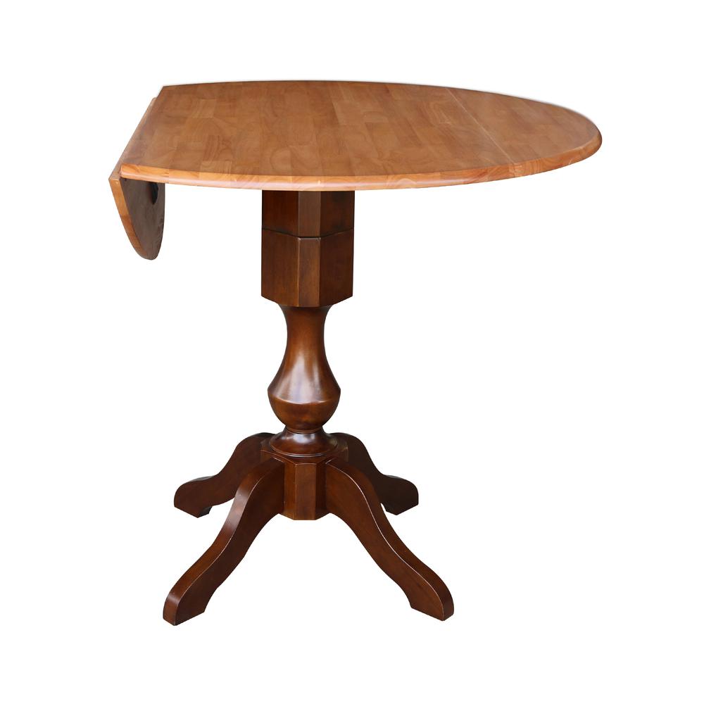 42" Round Dual Drop Leaf Pedestal Table - 29.5"h, Cinnamon/Espresso. Picture 22