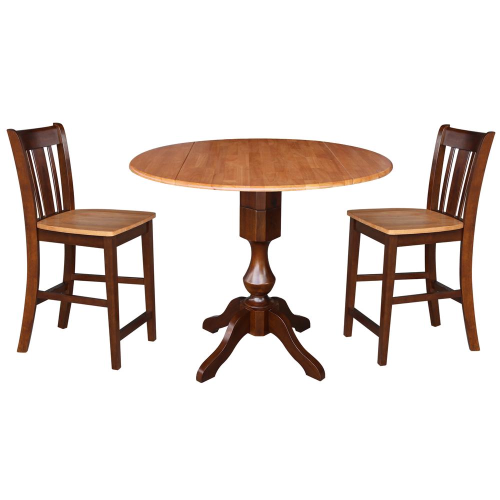 42" Round Dual Drop Leaf Pedestal Table - 29.5"h, Cinnamon/Espresso. Picture 23