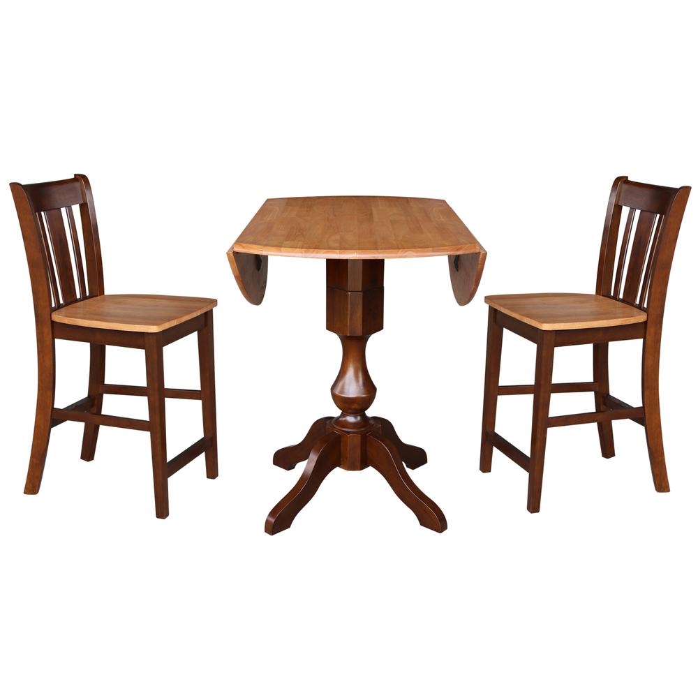 42" Round Dual Drop Leaf Pedestal Table - 29.5"h, Cinnamon/Espresso. Picture 37