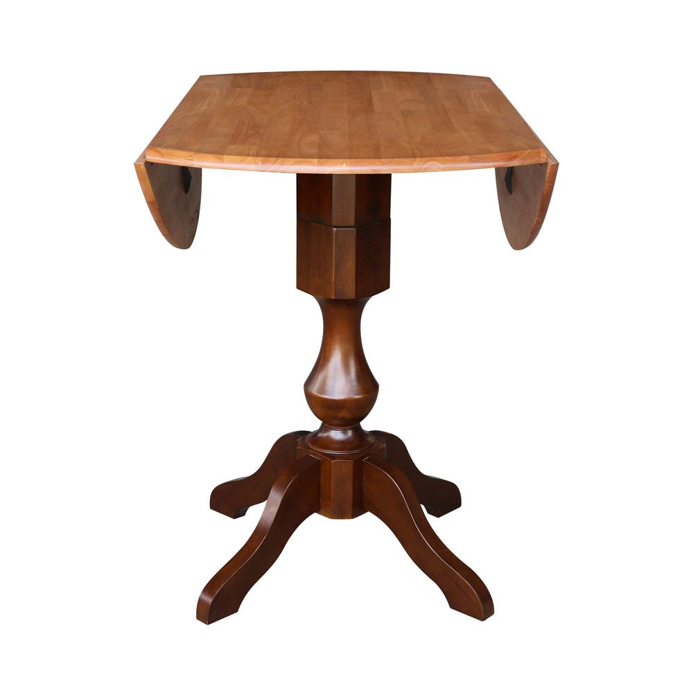 42" Round Dual Drop Leaf Pedestal Table - 29.5"h, Cinnamon/Espresso. Picture 27