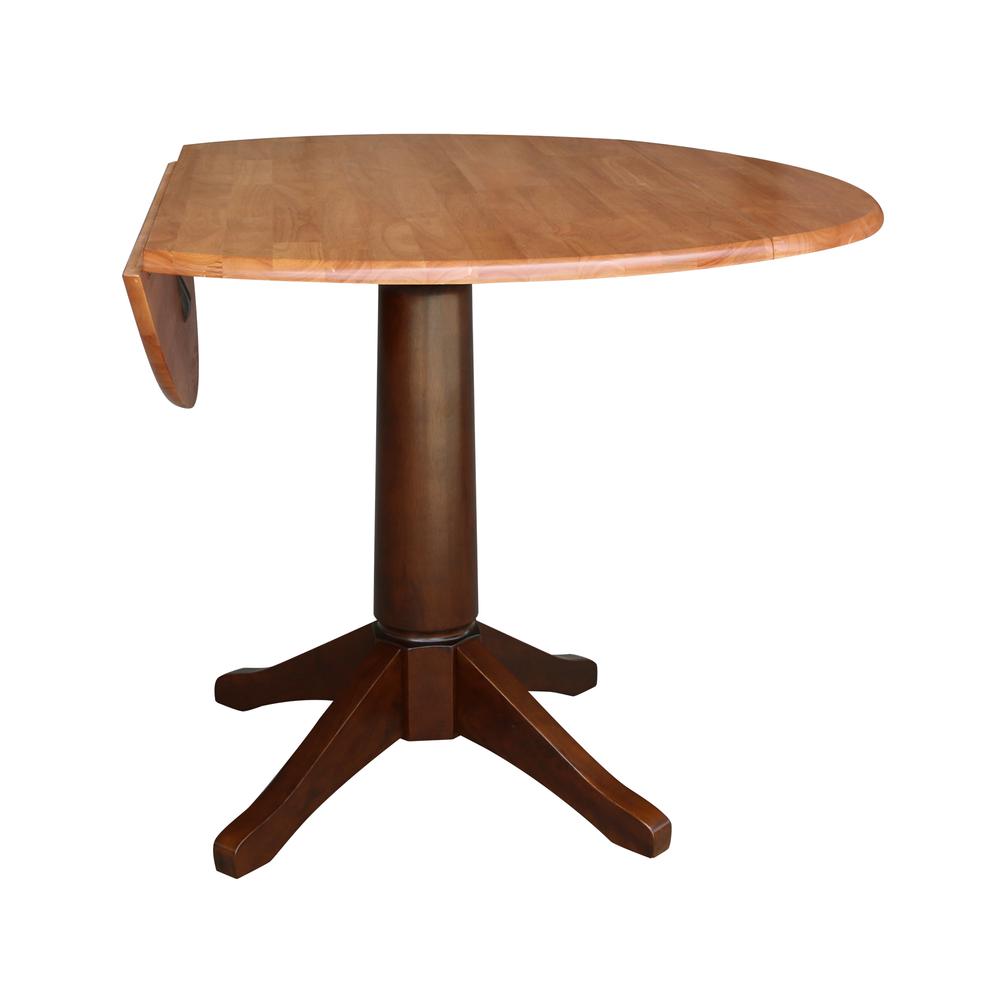 42" Round Dual Drop Leaf Pedestal Table - 29.5"h, Cinnamon/Espresso. Picture 40