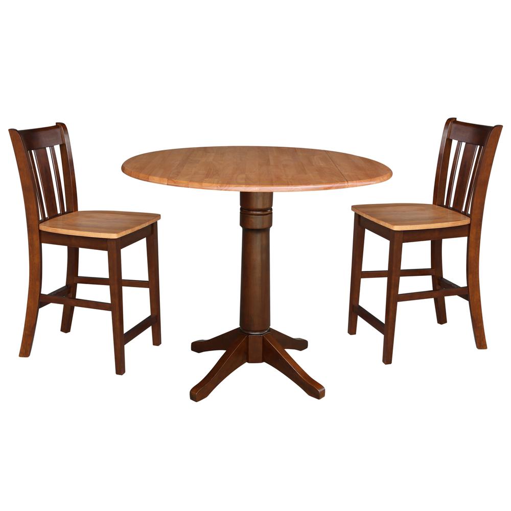 42" Round Dual Drop Leaf Pedestal Table - 29.5"h, Cinnamon/Espresso. Picture 67