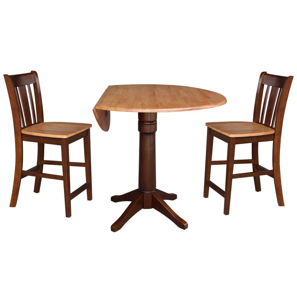 42" Round Dual Drop Leaf Pedestal Table - 29.5"h, Cinnamon/Espresso. Picture 65