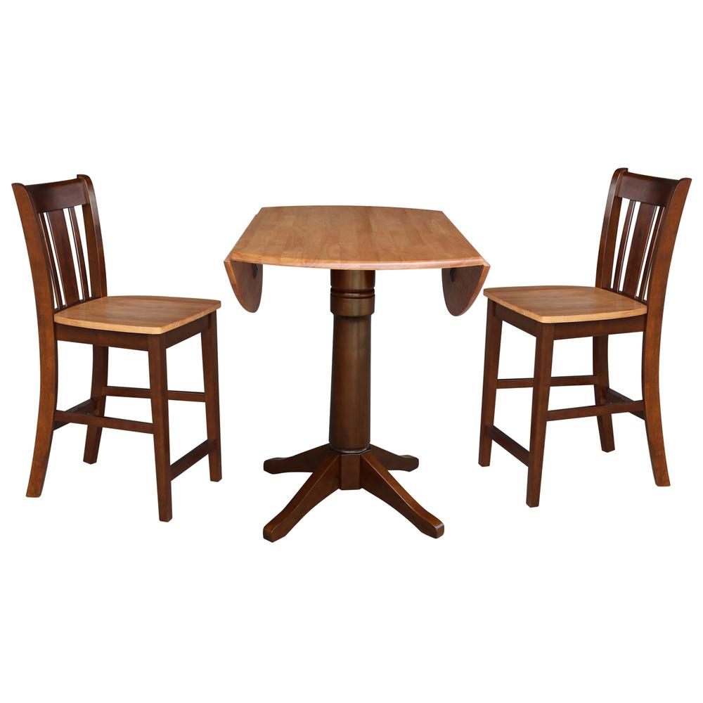 42" Round Dual Drop Leaf Pedestal Table - 29.5"h, Cinnamon/Espresso. Picture 66