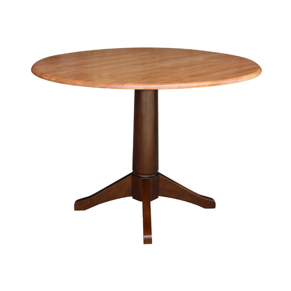 42" Round Dual Drop Leaf Pedestal Table - 29.5"h, Cinnamon/Espresso. Picture 43