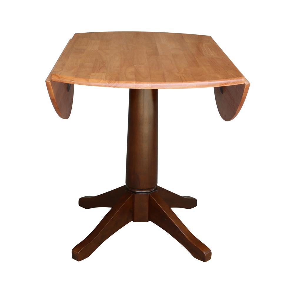 42" Round Dual Drop Leaf Pedestal Table - 29.5"h, Cinnamon/Espresso. Picture 44