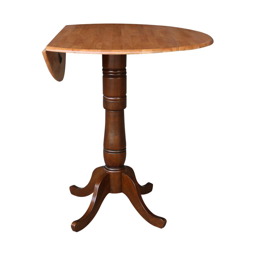 42" Round Dual Drop Leaf Pedestal Table - 35.5"h, Cinnamon/Espresso. Picture 9