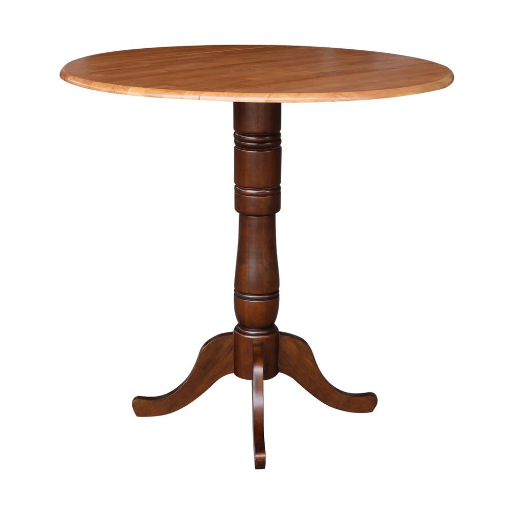 42" Round Dual Drop Leaf Pedestal Table - 35.5"h, Cinnamon/Espresso. Picture 12