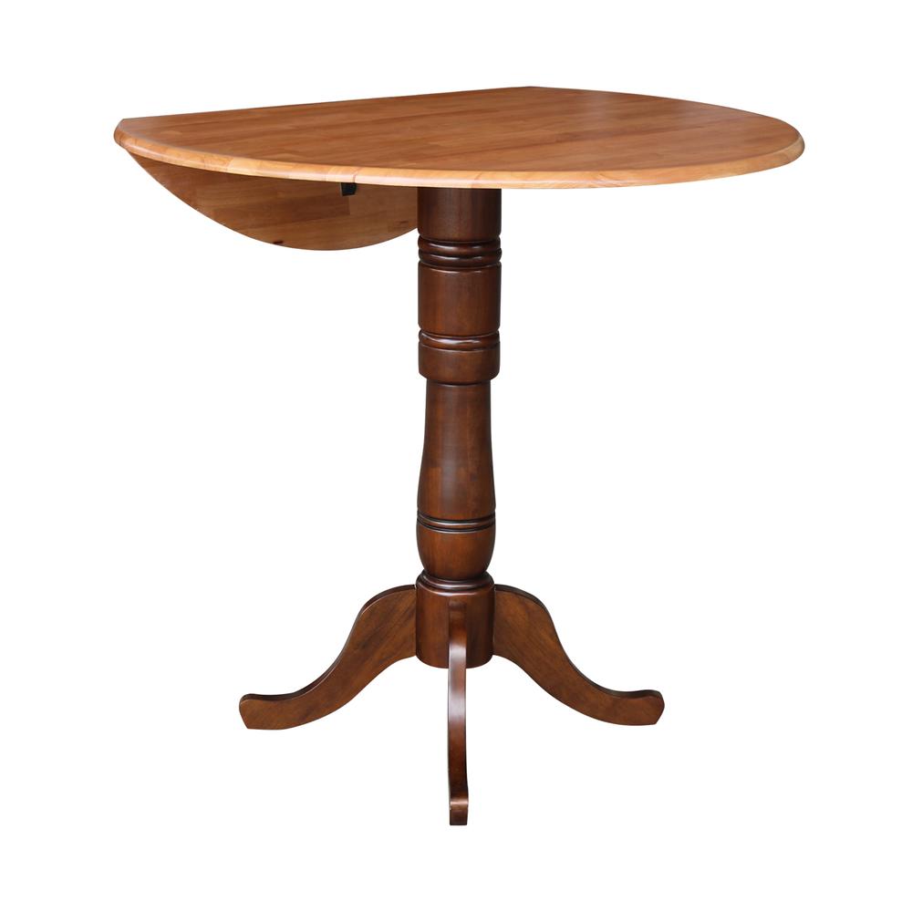 42" Round Dual Drop Leaf Pedestal Table - 35.5"h, Cinnamon/Espresso. Picture 10
